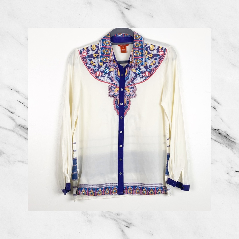 Sundance Cream Silk Boho Button Down Top